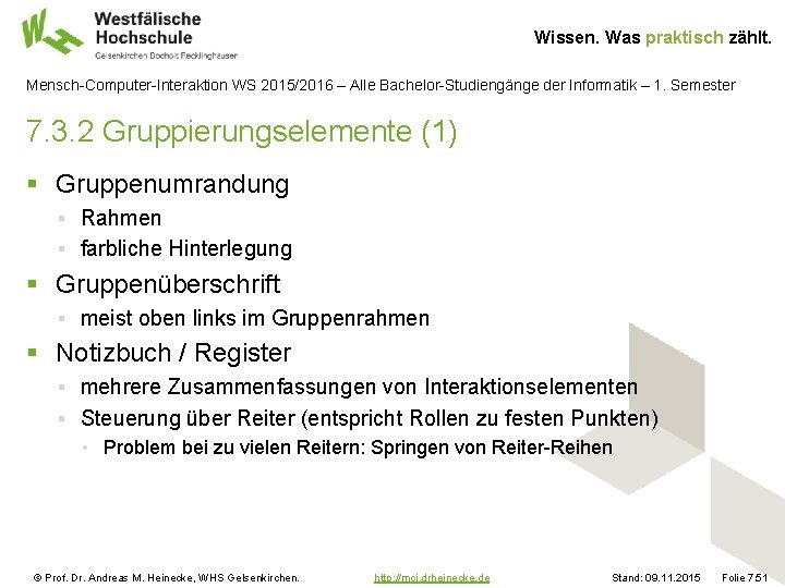 Wissen. Was praktisch zählt. Mensch-Computer-Interaktion WS 2015/2016 – Alle Bachelor-Studiengänge der Informatik – 1.