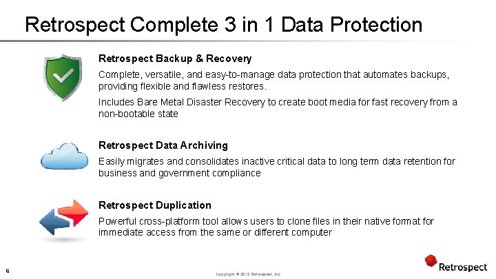 Retrospect Complete 3 in 1 Data Protection Retrospect Backup & Recovery Complete, versatile, and