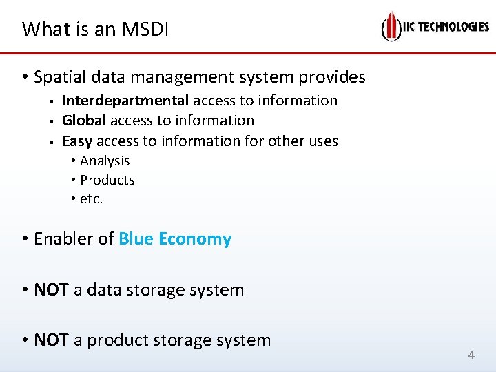 What is an MSDI • Spatial data management system provides § § § Interdepartmental