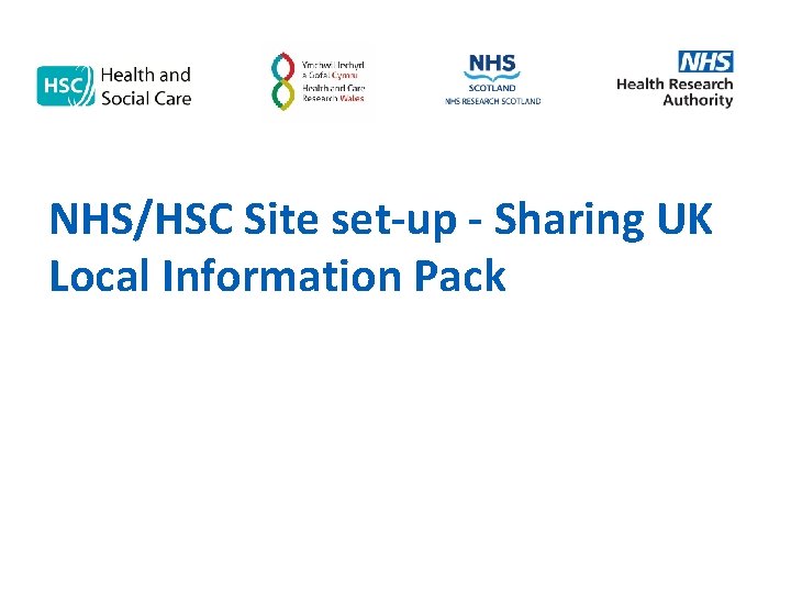 NHS/HSC Site set-up - Sharing UK Local Information Pack 
