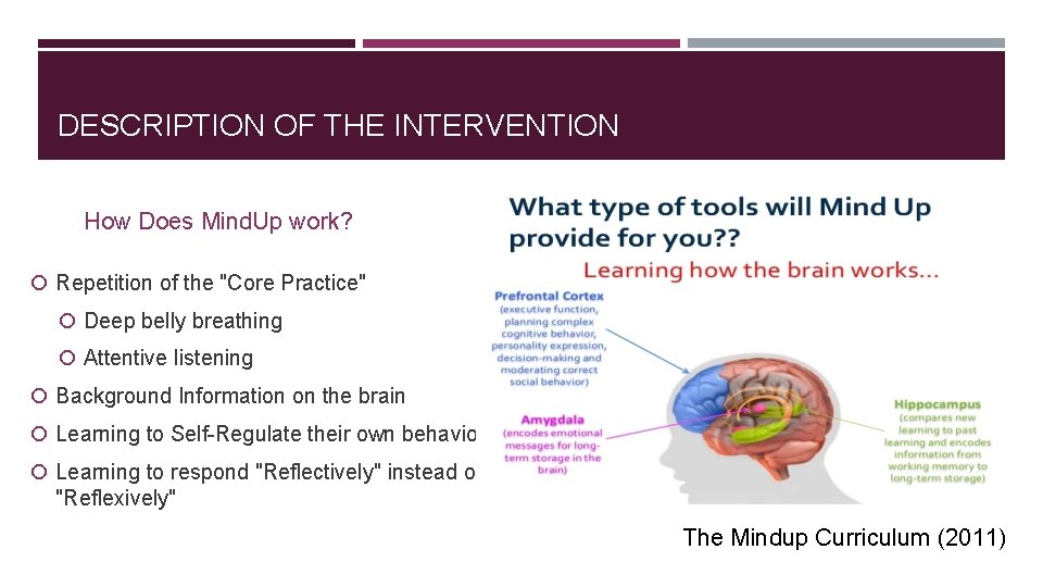 DESCRIPTION OF THE INTERVENTION How Does Mind. Up work? Repetition of the "Core Practice" DESCRIPTION OF THE INTERVENTION How Does Mind. Up work? Repetition of the "Core Practice"