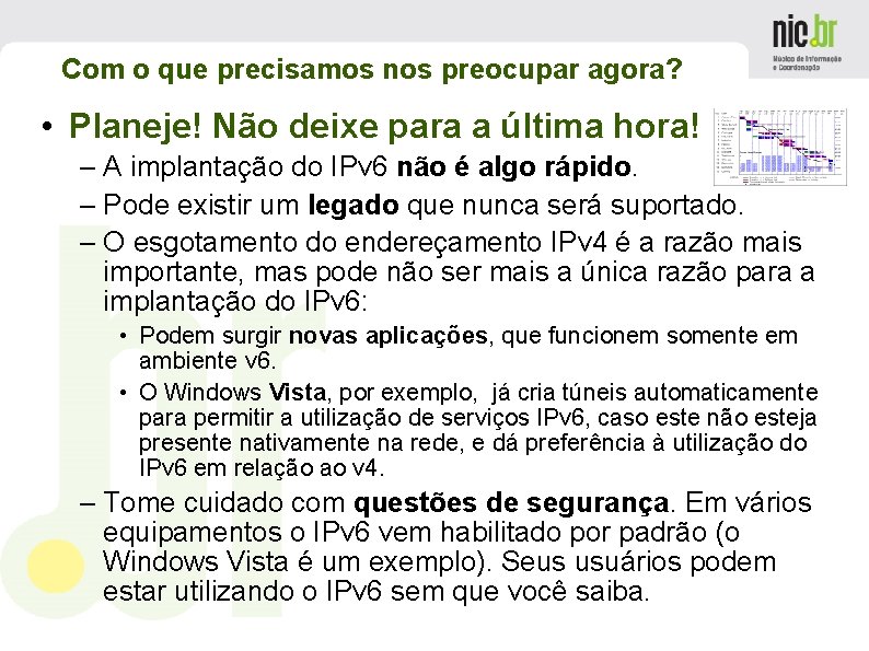 Com o que precisamos nos preocupar agora? • Planeje! Não deixe para a última