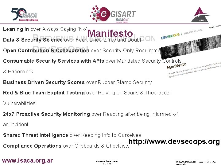 Leaning in over Always Saying “No” Manifesto PREVENIR UN DEV-OOPS! CON Data & Security