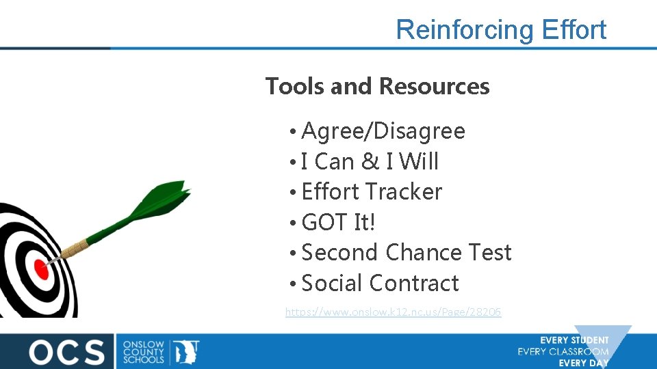 Reinforcing Effort Tools and Resources • Agree/Disagree • I Can & I Will •