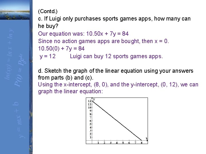 (Contd. ) c. If Luigi only purchases sports games apps, how many can he