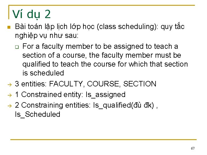Ví dụ 2 n Bài toán lập lịch lớp học (class scheduling): quy tắc Ví dụ 2 n Bài toán lập lịch lớp học (class scheduling): quy tắc