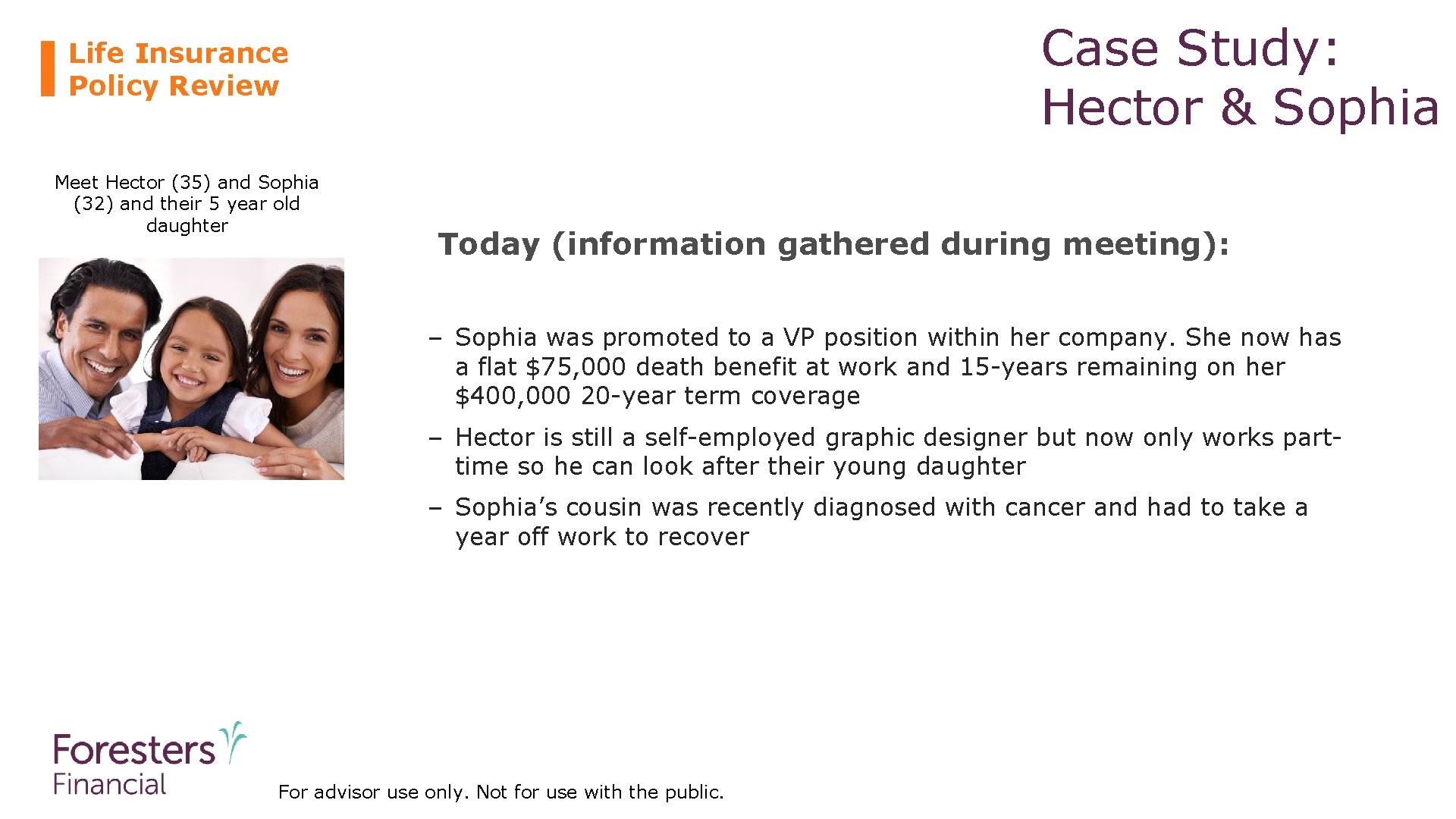 Case Study: Hector & Sophia Life Insurance Policy Review Meet Hector (35) and Sophia