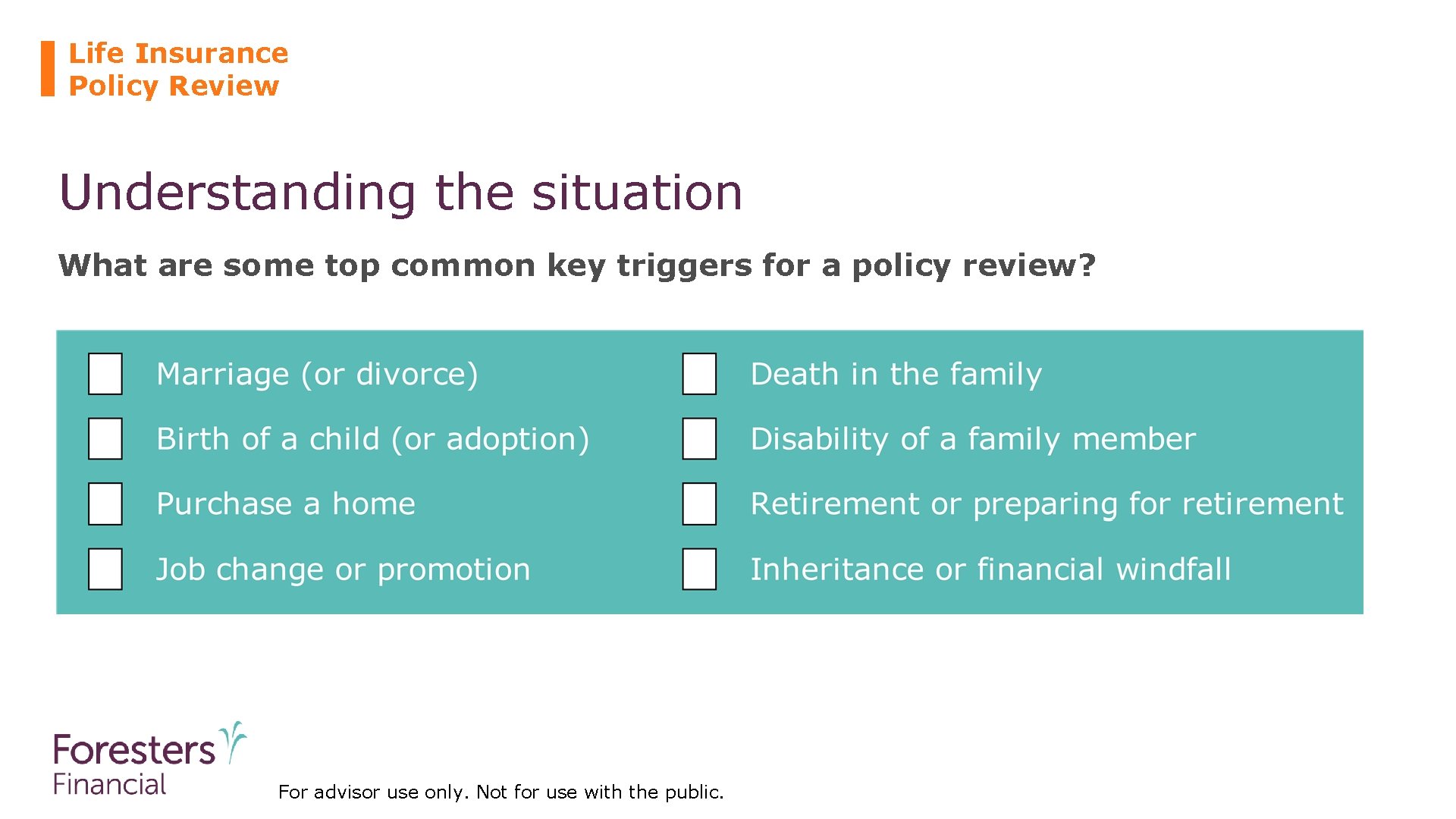 Life Insurance Policy Review Understanding the situation What are some top common key triggers