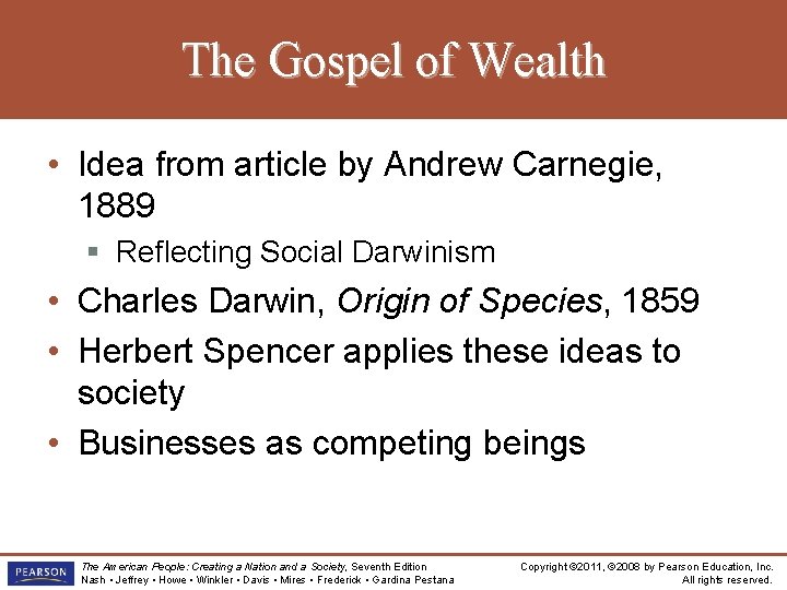 The Gospel of Wealth • Idea from article by Andrew Carnegie, 1889 § Reflecting