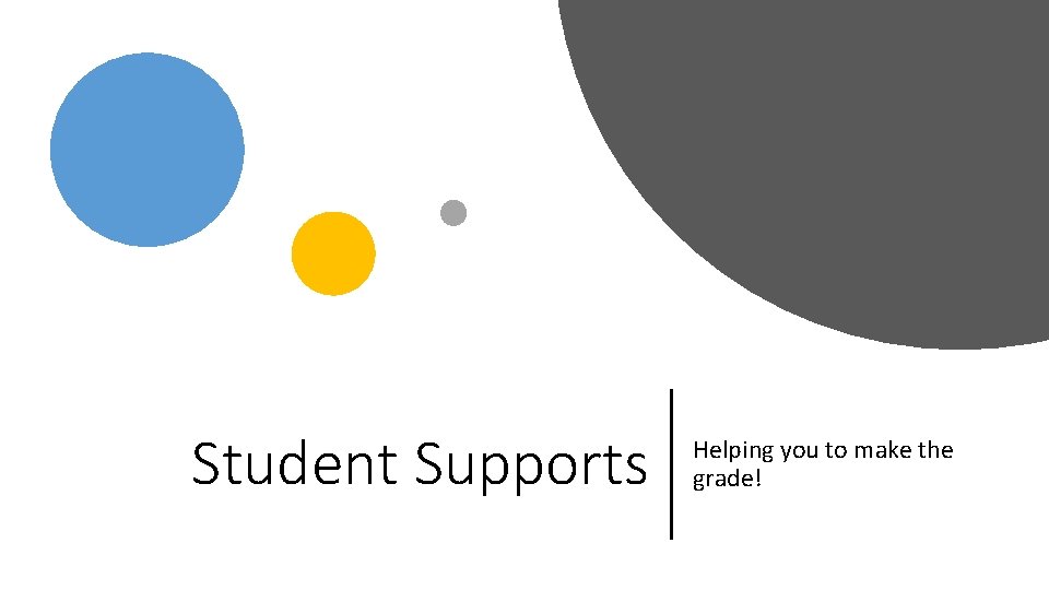 Student Supports Helping you to make the grade! 