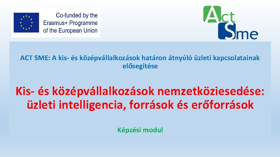 ACT SME: A kis- és középvállalkozások határon átnyúló üzleti kapcsolatainak elősegítése Kis- és középvállalkozások