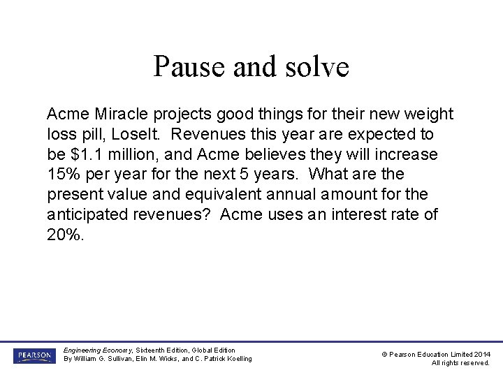 Pause and solve Acme Miracle projects good things for their new weight loss pill,