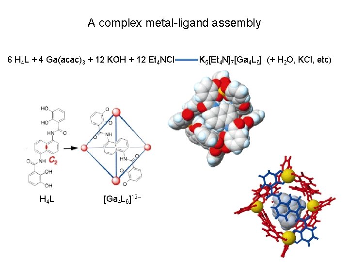 A complex metal-ligand assembly 6 H 4 L + 4 Ga(acac)3 + 12 KOH