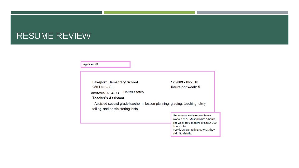 RESUME REVIEW 