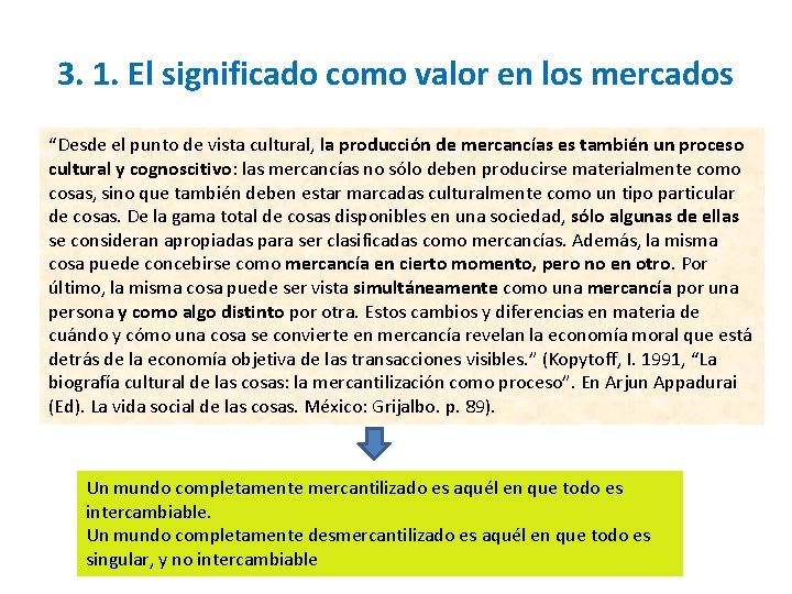 3. 1. El significado como valor en los mercados “Desde el punto de vista