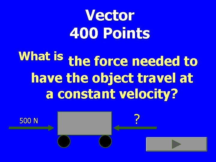 Vector 400 Points What is the force needed to have the object travel at