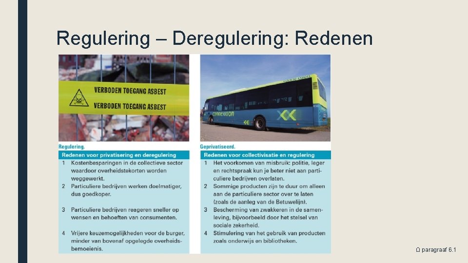 Regulering – Deregulering: Redenen Ω paragraaf 6. 1 