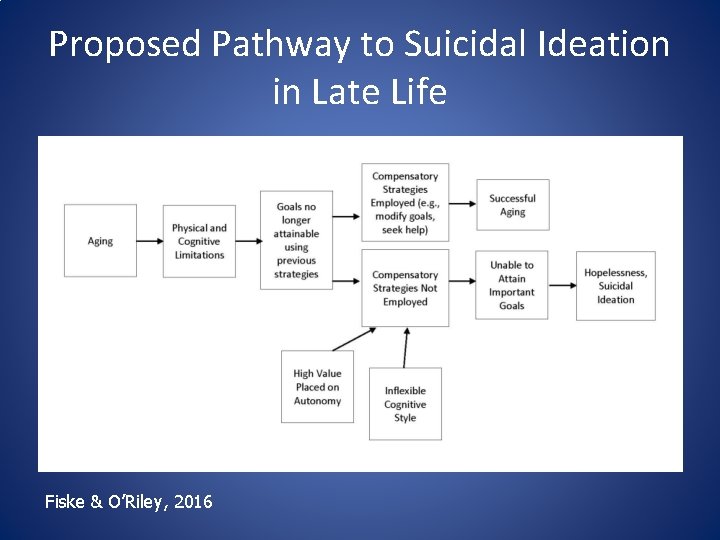 Proposed Pathway to Suicidal Ideation in Late Life Fiske & O’Riley, 2016 