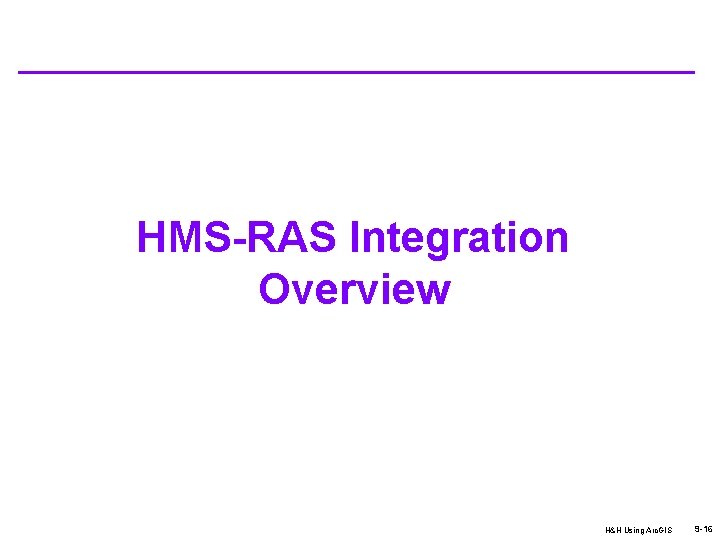 HMS-RAS Integration Overview H&H Using Arc. GIS 9 -16 