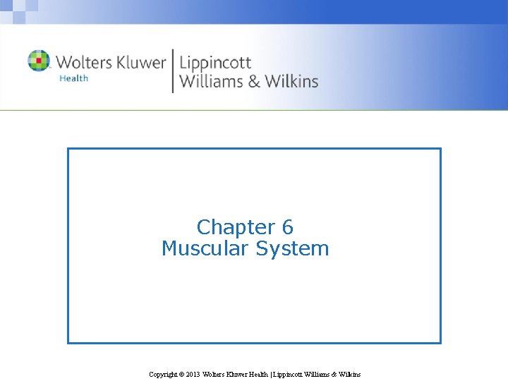 Chapter 6 Muscular System Copyright © 2013 Wolters Kluwer Health | Lippincott Williams &