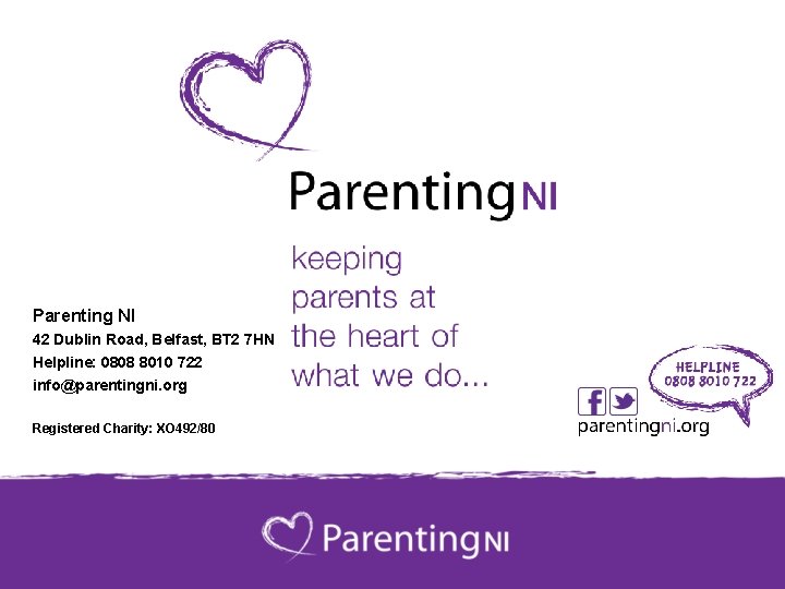 Parenting NI 42 Dublin Road, Belfast, BT 2 7 HN Helpline: 0808 8010 722