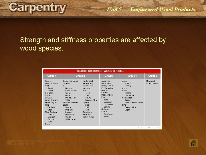 Unit 7 — Engineered Wood Products Strength and stiffness properties are affected by wood