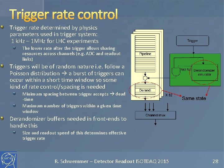 Trigger rate control Trigger rate determined by physics parameters used in trigger system: 1