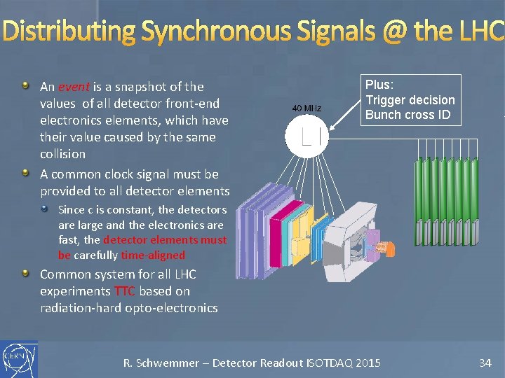 Distributing Synchronous Signals @ the LHC An event is a snapshot of the values