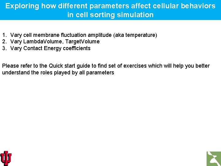 Exploring how different parameters affect cellular behaviors in cell sorting simulation 1. Vary cell