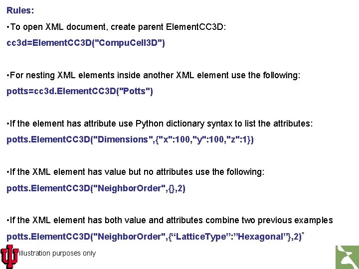 Rules: • To open XML document, create parent Element. CC 3 D: cc 3