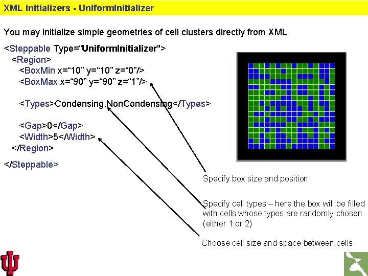 XML initializers - Uniform. Initializer You may initialize simple geometries of cell clusters directly