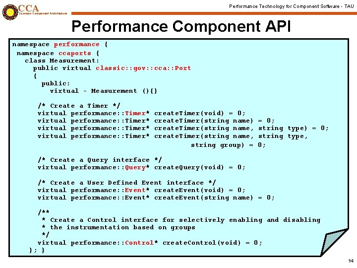 CCA Performance Technology for Component Software - TAU Common Component Architecture Performance Component API