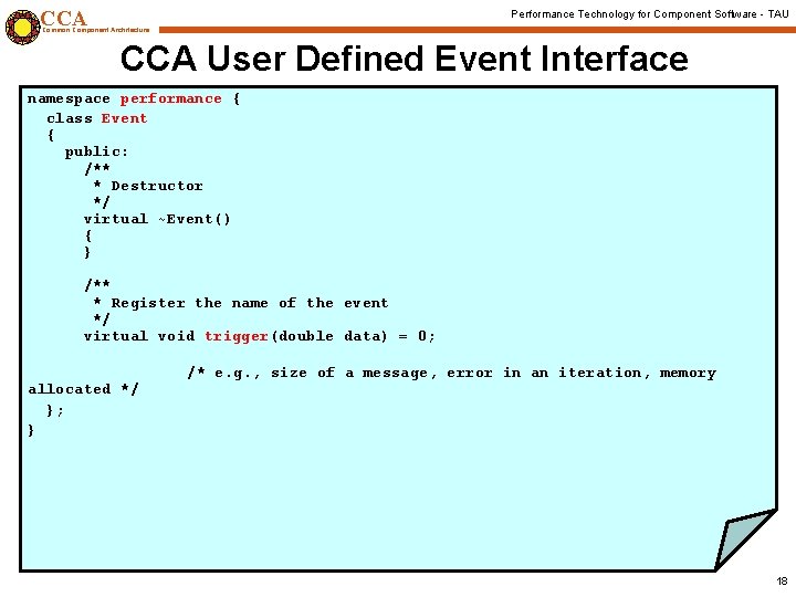 CCA Performance Technology for Component Software - TAU Common Component Architecture CCA User Defined