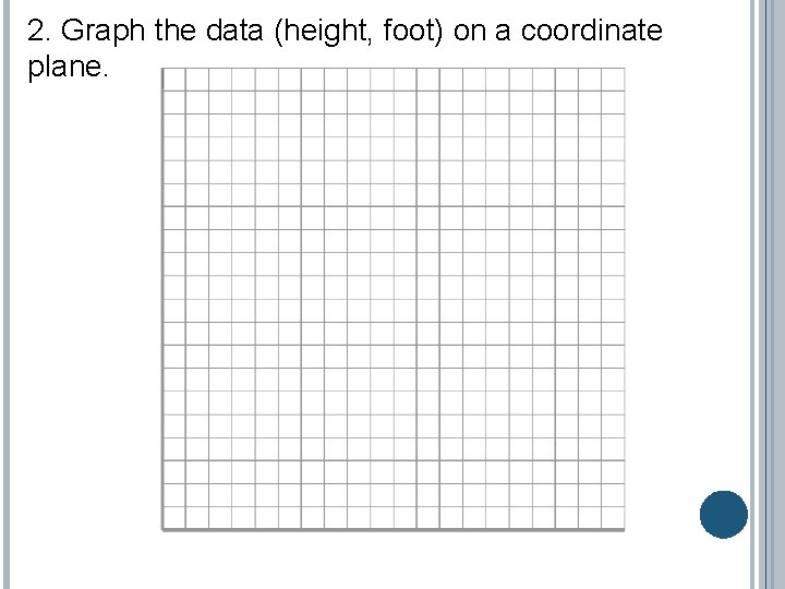2. Graph the data (height, foot) on a coordinate plane. 