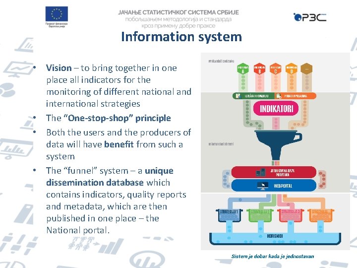 Information system • Vision – to bring together in one place all indicators for