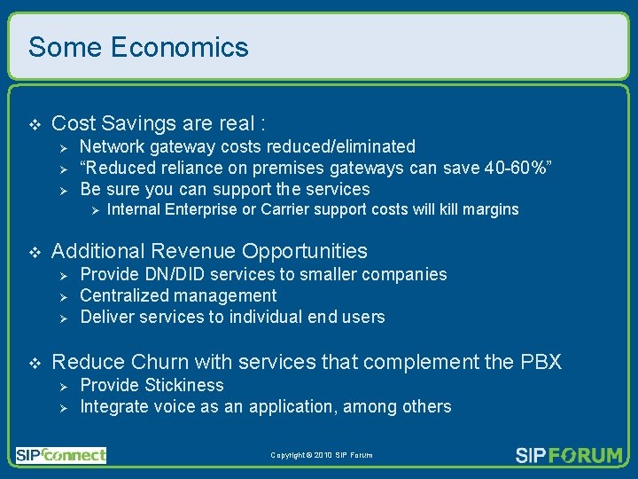 Some Economics v Cost Savings are real : Ø Ø Ø Network gateway costs Some Economics v Cost Savings are real : Ø Ø Ø Network gateway costs