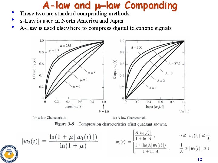  • • • A-law and -law Companding These two are standard companding methods.