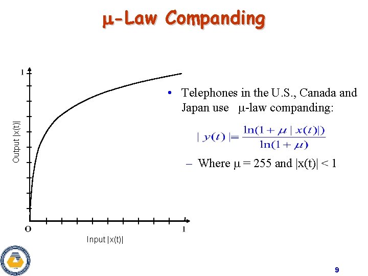  -Law Companding Output |x(t)| • Telephones in the U. S. , Canada and