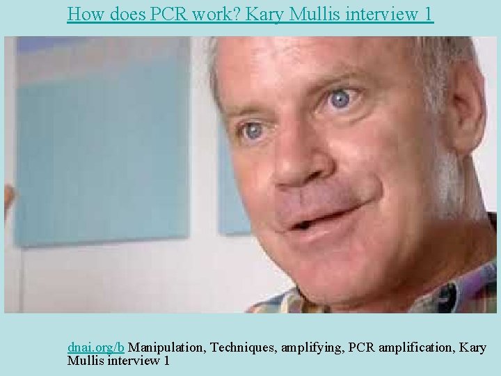 How does PCR work? Kary Mullis interview 1 dnai. org/b Manipulation, Techniques, amplifying, PCR