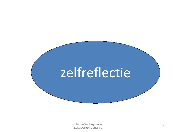zelfreflectie (c) Lieven Vanlangenaeker gewaarzijn@telenet. be 29 