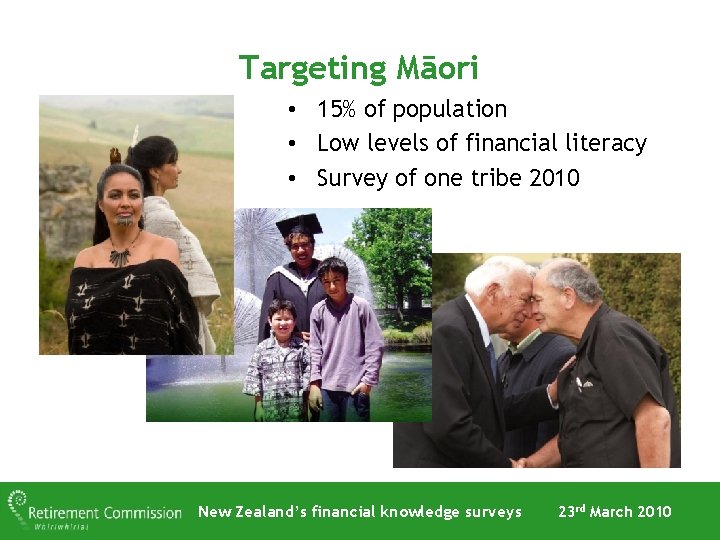 Targeting Māori • 15% of population • Low levels of financial literacy • Survey