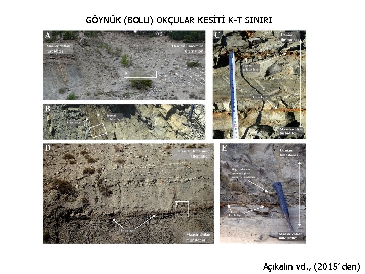 GÖYNÜK (BOLU) OKÇULAR KESİTİ K-T SINIRI Açıkalın vd. , (2015’ den) 