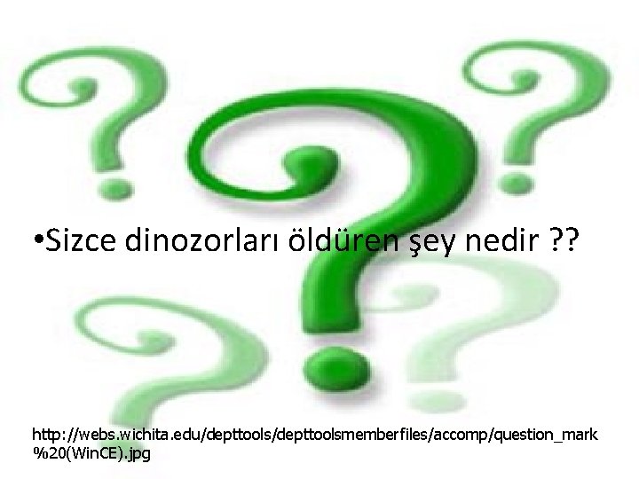  • Sizce dinozorları öldüren şey nedir ? ? http: //webs. wichita. edu/depttoolsmemberfiles/accomp/question_mark %20(Win.