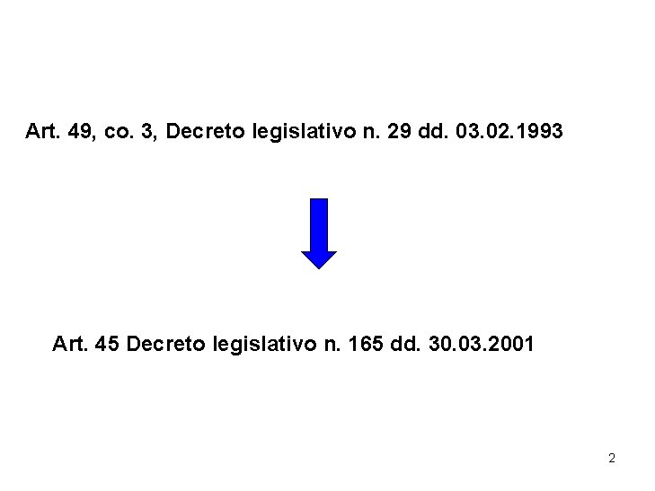 Art. 49, co. 3, Decreto legislativo n. 29 dd. 03. 02. 1993 Art. 45