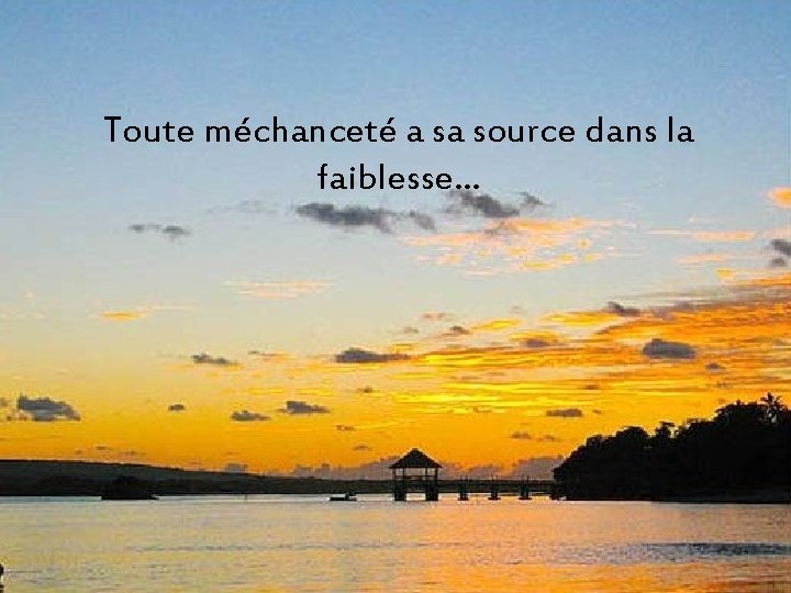 Toute méchanceté a sa source dans la faiblesse… 