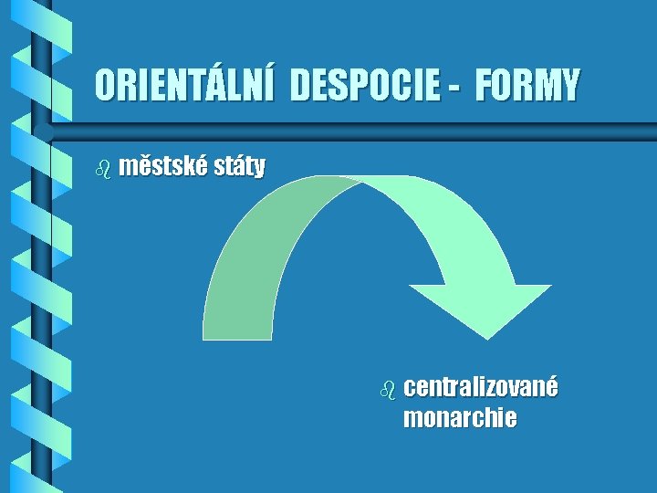 ORIENTÁLNÍ DESPOCIE - FORMY b městské státy b centralizované monarchie 