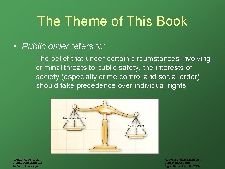 The Theme of This Book • Public order refers to: The belief that under