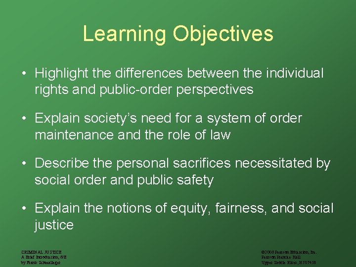 Learning Objectives • Highlight the differences between the individual rights and public-order perspectives •