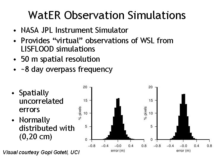 Wat. ER Observation Simulations • NASA JPL Instrument Simulator • Provides “virtual” observations of