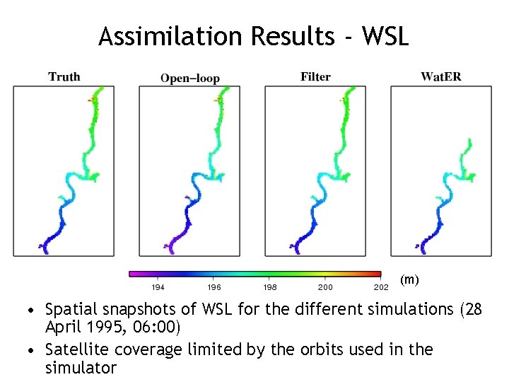 Assimilation Results - WSL (m) • Spatial snapshots of WSL for the different simulations